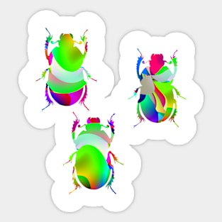 Psychedelic Beetles Silhouette Art Sticker